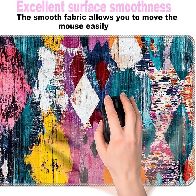 Keyboard Wrist Rest SetMemory Foam Wrist Support Mouse Pad31.5x11.8 Desk Mat for Comfortable Typing &amp Pain ReliefNon-Slip Base for Office &amp Home Use - Vintage Geometric Print Vector