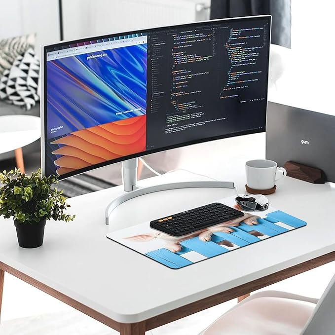 XXL Gaming Mouse Pad Animal Cute Pig XXL Gaming Mouse Pad Large Desk Mat Protector for Desktop Anti-Slip Rubber Extended Computer Keyboard Mat Writing Pad for Work Office 15.7 * 35.4 inB-390