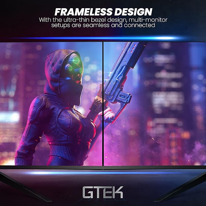 GTEK F2740C 27-Inch Curved Frameless Gaming Monitor Full HD 1920 x 1080P 1800R VA 1ms MPRT 240Hz FreeSync Speakers DisplayPort/HDMI/Type-C VESA (Renewed)