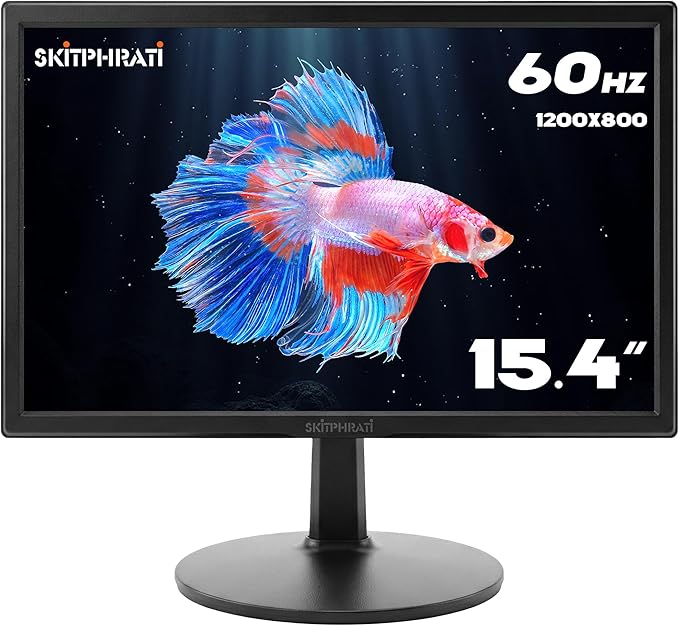 15.4-inch Monitor 1200x800 Resolution PC Monitor with HDMI VGA 60Hz Refresh Rate VESA Wall Mount Support Ideal for Office and Home Use Black