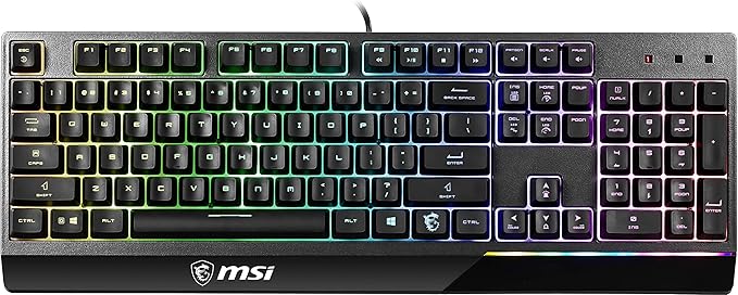 MSI Vigor GK30 RGB Gaming Keyboard 6-Zone RGB Lighting Water Repellent &amp Splash-Proof Mechanical-Like Plunger Switches