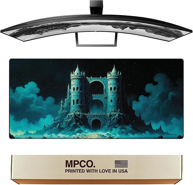MPCO. Dark Fantasy Large Gaming Desk Pad - 36 x 17 Duraglyde Fabric The Twilight Twins Desk Mats - Non-slip Washable Smooth Glide for Precision Gaming &amp Work