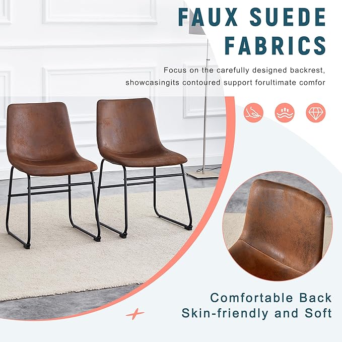 Retro Brown Suede Chair Comfortable Seat Suitable for Industrial and Vintage Style Settings.