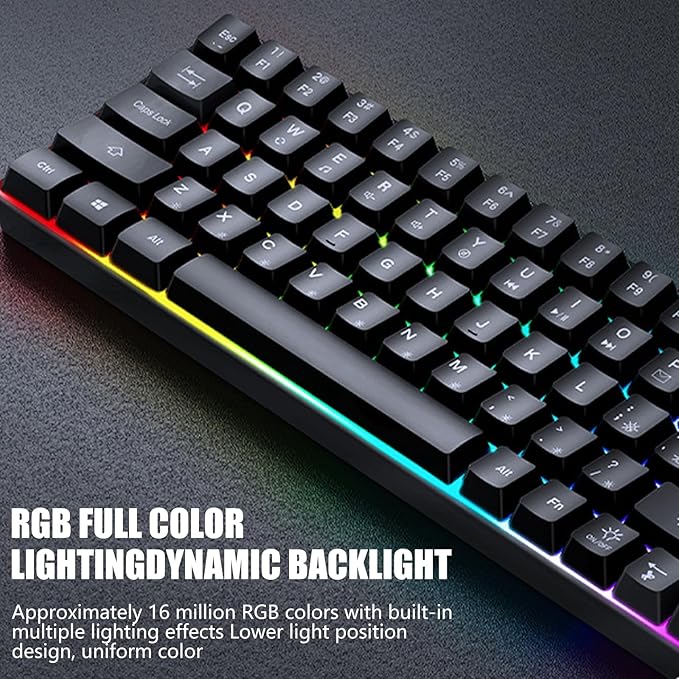 60% Mechanical Gaming Keyboard with Full Key Rollover Wire Keyboard for High Intensity Gaming Quiet Mechanical Keyboard