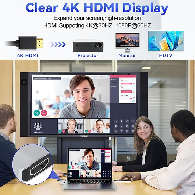 Surface Laptop 7 USB Hub Docking Station Surface Laptop 2024 Accessories with 4K HDMI USB-C Thunerbolt 4 (8K Display+40G Data+100W Charging) 2 USB 3.0 USB-C SD/TF hub for Surface Laptop 7 (2024)