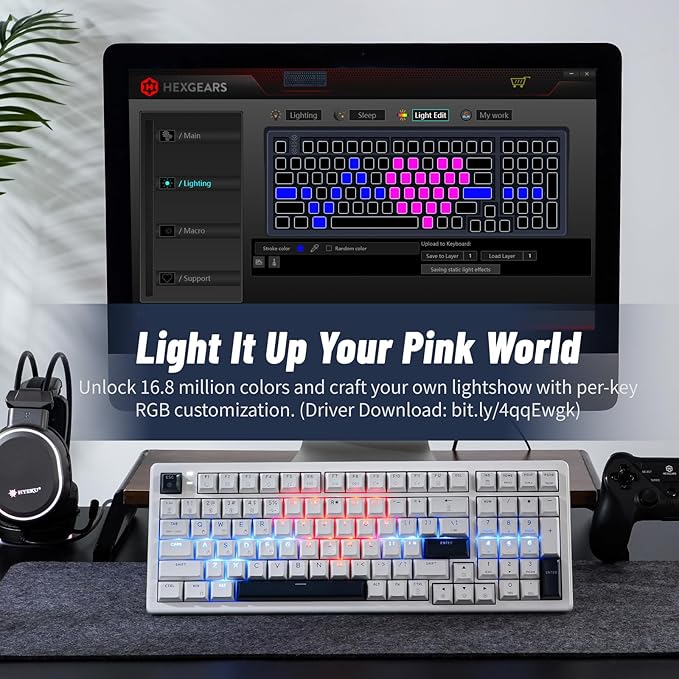 Wireless Mechanical Keyboard with Wrist RestTri-Mode BT5.0/2.4GHz/USB-C Hot Swappable Custom KeyboardPre-lubed Clicky SwitchesRGB Backlit Computer Gaming Keyboards for PC/Tablet/PS/Xbox(White)