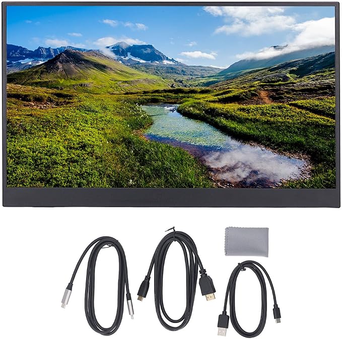 VBESTLIFE 15.6in Portable Monitor Touchscreen FHD IPS Touch Screen Travel Monitor with Kickstand HDMI USB C External Monitors for Laptop PC Phone