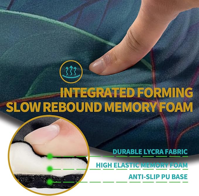 Hokafenle Ergonomic Mouse Pad Wrist Support with Stepped-Wedge Design Wrist Rest Pain Relief Mousepad Filled with Memory Foam Carpal Tunnel Mousepad for Wireless Mouse(12x8 inch Green Leaves)