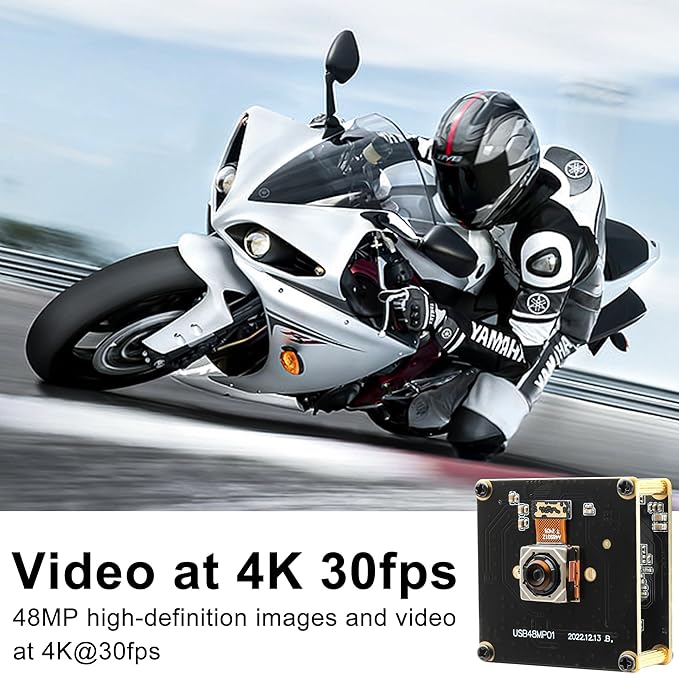 48MP Ultra HD Autofocus USB Camera – 4K Video &amp 8000×6000 Still – 70° No Distortion Lens for Lightburn Laser Engraver | Machine Vision | Embedded Systems