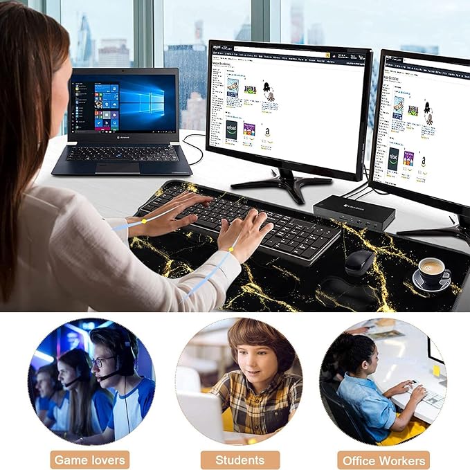 Keyboard Wrist Rest and Mouse Pad with Wrist Support Set Ergonomic CoasterMemory FoamEasy Typing Pain ReliefLarge XL Desk Mat 31.5x 11.8Black Marble