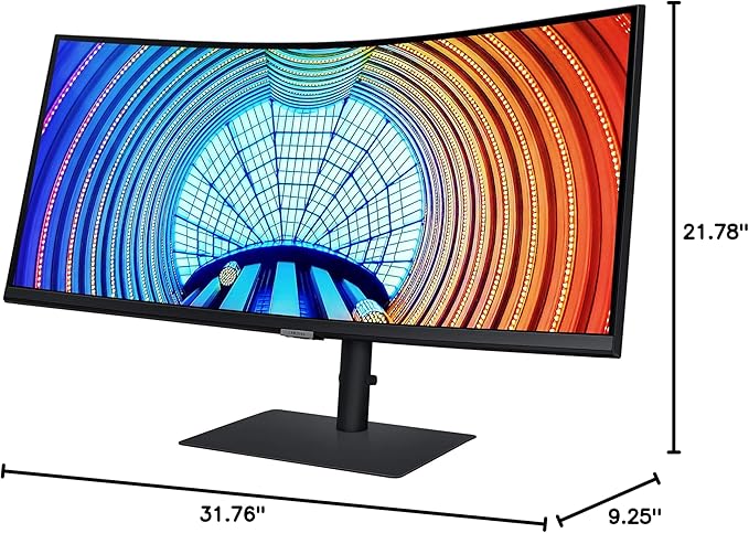 SAMSUNG 34 inch S65UA Ultra WQHD (3440x1440) Curved Monitor 100Hz HDR10 HDMI DP LAN 90W USB-C Charging Tilt/Swivel/Pivot Stand (LS34A650UXNXGO)