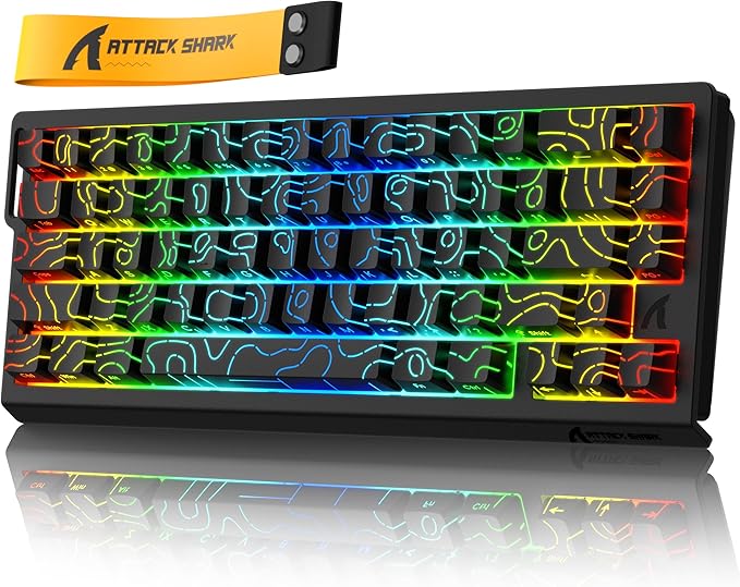 ATTACK SHARK X68 HE 8000Hz Rapid Trigger Keyboard 0.01mm RT Accuracy Wired Gaming Keyboard with Magnetic Switch Adjustable Actuation Rapid Trigger Snap Tap RGB Lighting for PC/Mac Black Contours