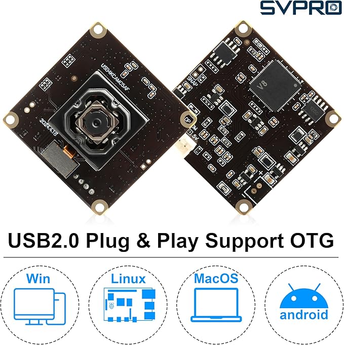 SVPRO 4K Autofocus USB Camera Module with in-Body Image Stabilization IBIS Camera Anti Shake Camera Board UVC Lightburn Camera3D Printer USB Plug in Camera for Computer Vision Industrial Camera