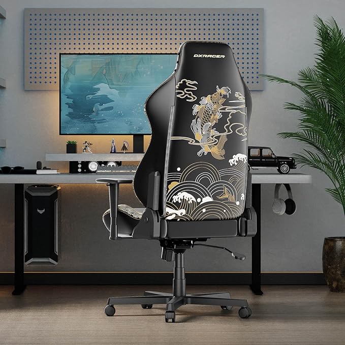 DXRacer Craft L Video Gaming Chair for Adults Ergonomic Office Reclining Computer Chair with Magnetic Head Pillow and Lumbar Support Racing Style Height Adjustable (EPU Leatherette KOI)