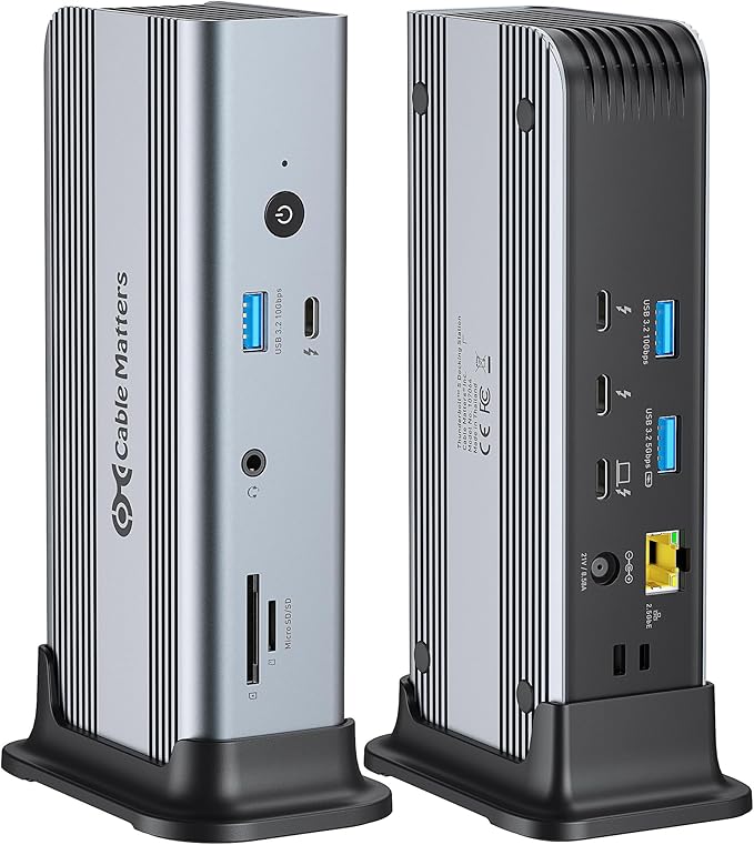 [Intel Certified] Cable Matters 11-in-1 Thunderbolt 5 Dock with Thunderbolt Share 3X Thunderbolt5 Ports 2.5GbE 3X USB 3.2 Ports up to Triple 4K@144Hz on Windows 11 Dual 6K@60Hz on macOS 140W PD