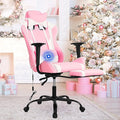 BLKMTY Massage Gaming Chair with Footrest Ergonomic Office Chair Racing Computer Chairs PU Leather with High Back Lumbar Support Headrest Reclining Chairs Pink