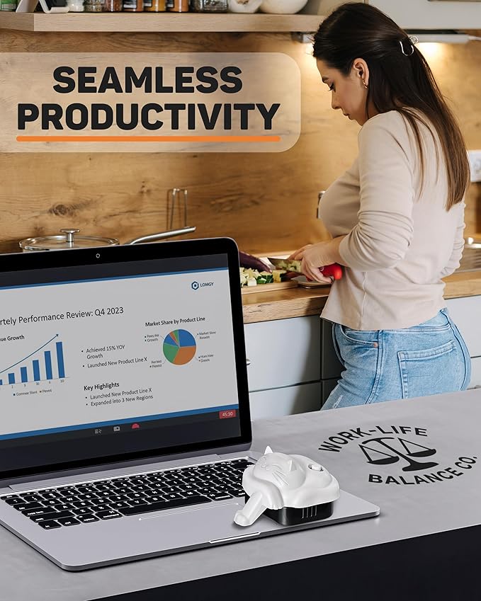 Work-Life Balance Randomized Mouse Jiggler Undetectable Trackpad - Mechanical Mouse Mover Device for Laptop Keep Screen Active Automatic Mouse Shaker for Remote Work Essential No USB - Gray Cat