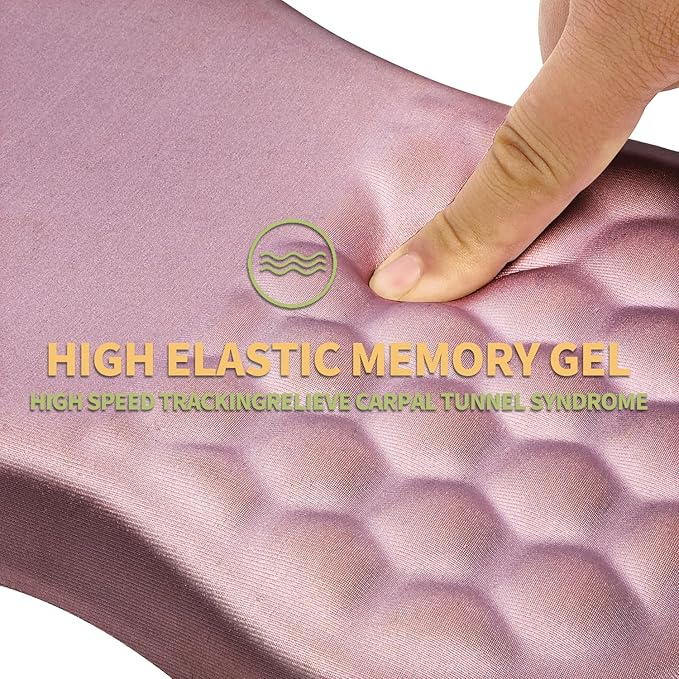 Ergonomic Wrist Rest Mouse Pad Massage Design for Carpal Tunnel Pain Relief Non-Slip Memory Foam Pink