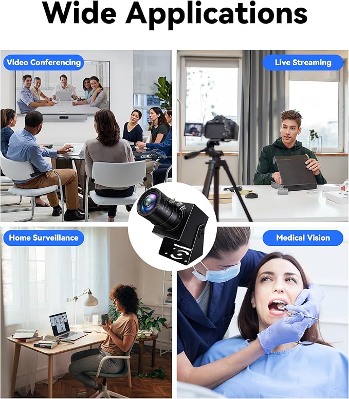 MMlove 1200P USB Camera 4X Optical Zoom Webcam with 2.8-12mm Manual Lens90fps Global Shutter High Speed CameraPlug and Playfor Windows/Mac/Linux/Android Conferencing/Streaming