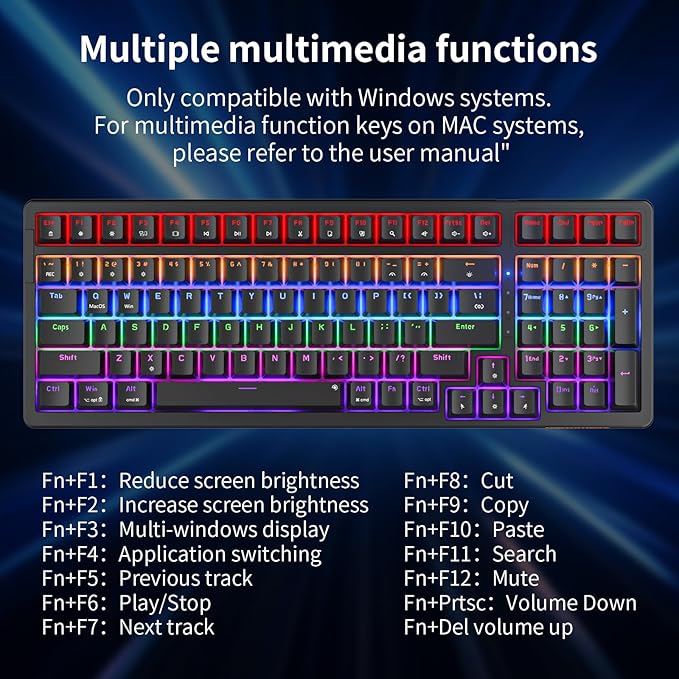 Newmen GM328 Gaming Mechanical Keyboard18 LED Backlit Effects 100 Keys Wired Mechanical Keyboard with Linear Red Switch Double-Shot KeycapsGaming Keyboards Compact Design for Gamers and Work