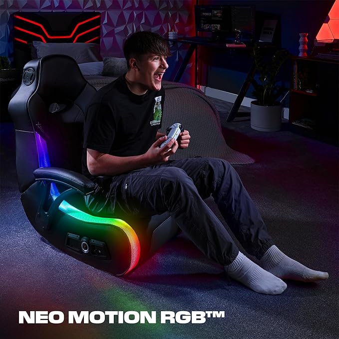X Rocker Video Gaming Floor Rocker Chair Built-in Audio College Dorm Essentials for Guys and Girls Bedroom Foldable Gifts for Gamers