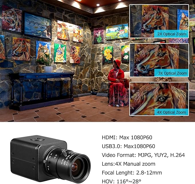 HDMI USB3.0 Dual Output HD YUY2 1080P 60fps Digital Security Camera Industry Digital C-Mount with Manual 2.8-12mm Varifocal HD Lens OSD Menu via Remote Controller