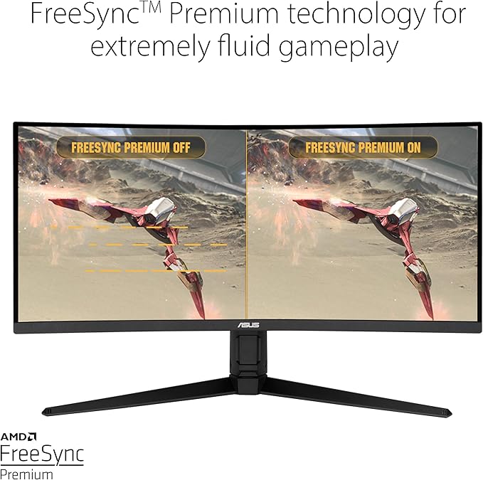 ASUS VG34VQL1B TUF 34 Inch Curved Gaming Monitor - WQHD (3440x1440) 165Hz 1ms Extreme Low Motion Blur FreeSync Premium Eye Care Height Adjustable DisplayHDR 400 DisplayPort HDMI USB