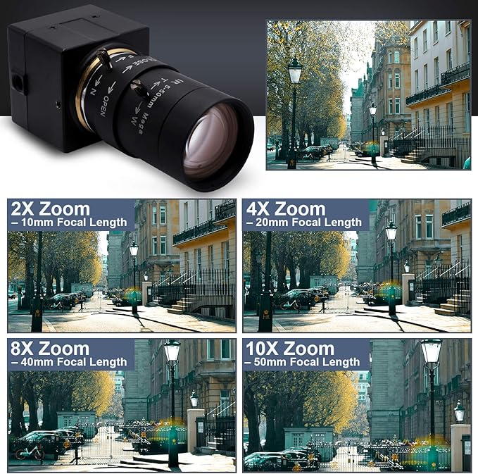 SVPRO 5-50mm Zoom Lens USB Camera 1080P with Sony IMX323 Sensor H.264 HD Camera with 0.01lux Ultra Low Light USB Webcam for Weak Light ConditionsPC Cam for Windows Linux Mac Android