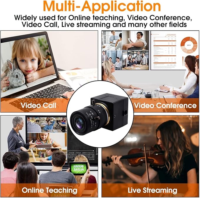 5mp USB Camera with Zoom 2.8-12mm Lens Webcam Variable Focus PC Camera Mini UVC USB2.0 USB with Camera for Computer Manual Zoom Close-up Camera Industrial Varifocal Web Camera for Raspberry Pi Laptop