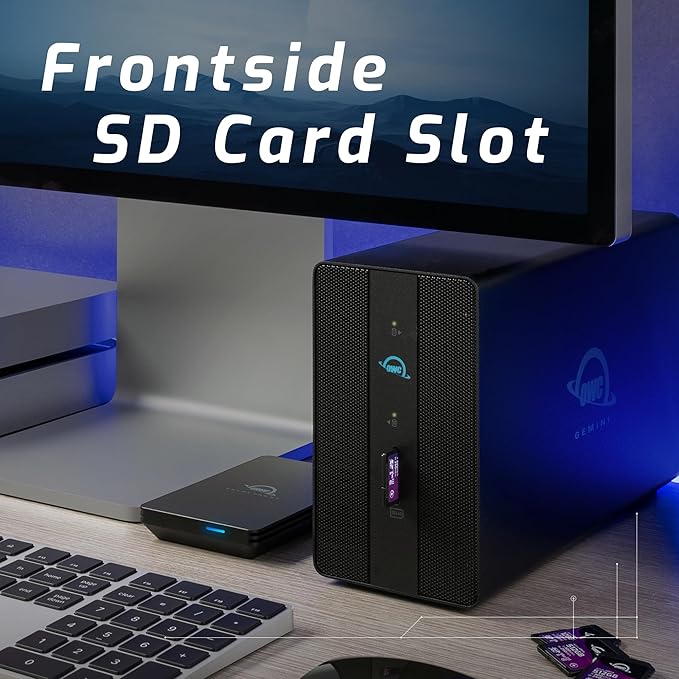 40.0TB OWC Gemini Thunderbolt (USB-C) Dock and Dual-Drive HDD RAID External Storage Solution External Drive with 2 x Thunderbolt ports (USB-C) 2 x USB 3.2 Gen 2 ports 2.5Gigabit Ethernet port HDMI