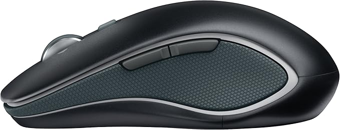 Logitech M560 Wireless Mouse – Hyper-fast Scrolling Full-Size Ergonomic Design for Right or Left Hand Use Microsoft Windows Shortcut Button and USB Unifying Receiver for Computers Black