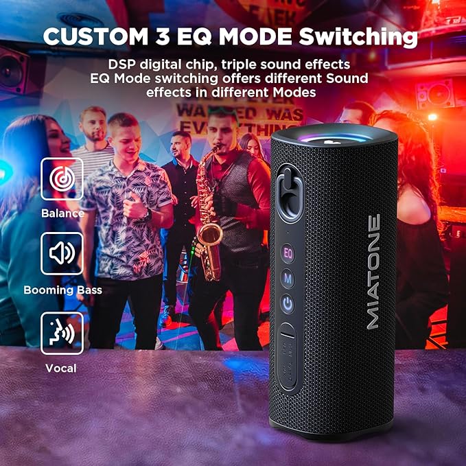 MIATONE Bluetooth Speaker 40W BT 6.0 Outdoor Portable Bluetooth Speakers with 3 EQDeep Bass24H Playtime TWSIPX7 Waterproof Shower Speakers Bluetooth Wireless Portable Speaker for Party/Beach-Black