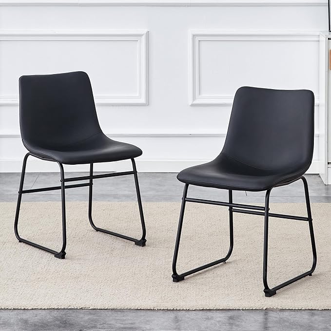 Classic Black PU Leather Chair A Stylish Seat Suitable for Modern Minimalist and Industrial Style Settings.