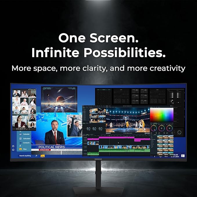 Deco Gear 40 Curved 5K2K Nano IPS Monitor | 5120×2160 UltraWide 21:9 Display 120 Hz Refresh | 65 W USB-C PD | HDR Adaptive Sync | Built-in Speakers for Work