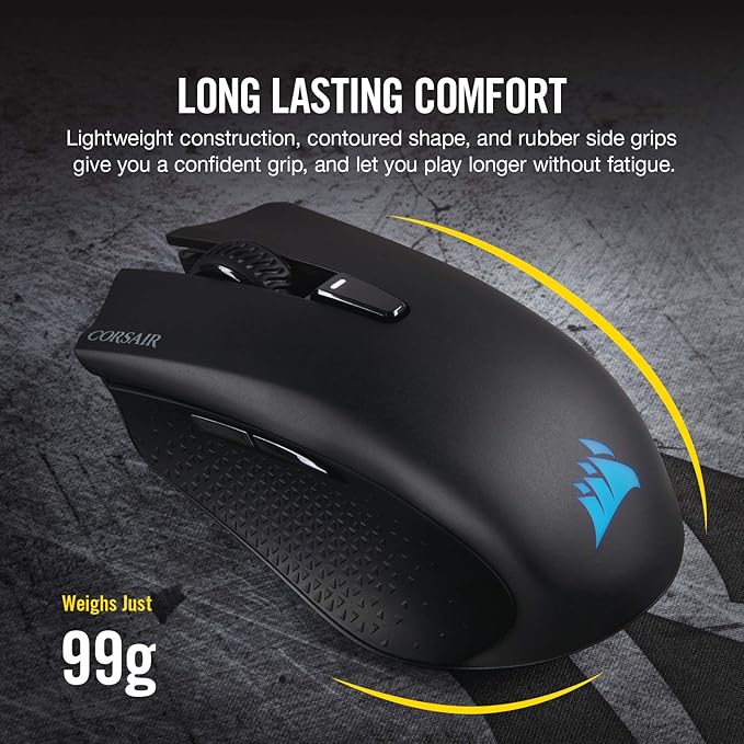 Corsair Harpoon Wireless RGB Lightweight FPS/MOBA Gaming Mouse – 10000 DPI – 6 Programmable Buttons – Low-Latency Bluetooth – iCUE Compatible – PC Mac PS5 PS4 Xbox – Black