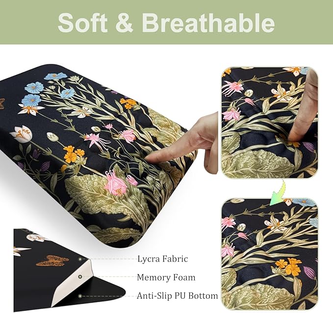Ospelelf Ergonomic Keyboard Wrist Rest and Large Mousepad with Wrist Rest Support for Computer Gaming Flower