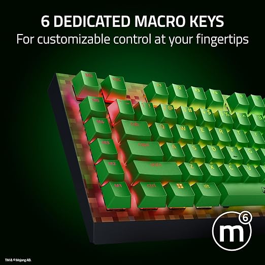 Razer BlackWidow V4 X Mechanical Gaming Keyboard: Green Switches Tactile &amp Clicky - 6 Macro Keys - Chroma RGB - Doubleshot ABS Keycaps - Sound Dampening &amp Stabilizers - Minecraft Edition