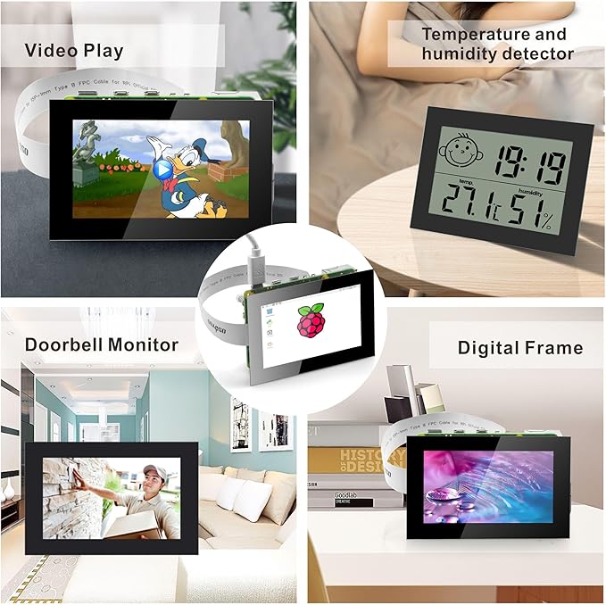 OSOYOO 3.5 Inch DSI Touchscreen for Raspberry Pi 5 4 3 2 CM3 CM4 - IPS capacitive Touch Display 800x480 ResolutionPlug and Play Compatible with Raspberry Pi OS Ubuntu