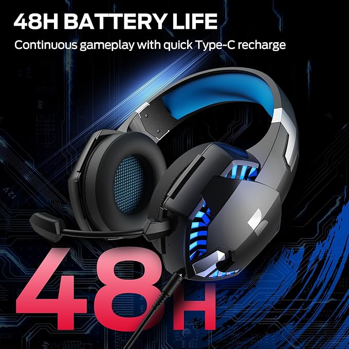 Monster Mission 300 Wireless Gaming Headset 2.4GHz/Bluetooth HeadphonesLow Latency Stereo Audio Location Recognition 48H Battery Life Suitable for PS5 PC PS4 and Other Gaming Devices