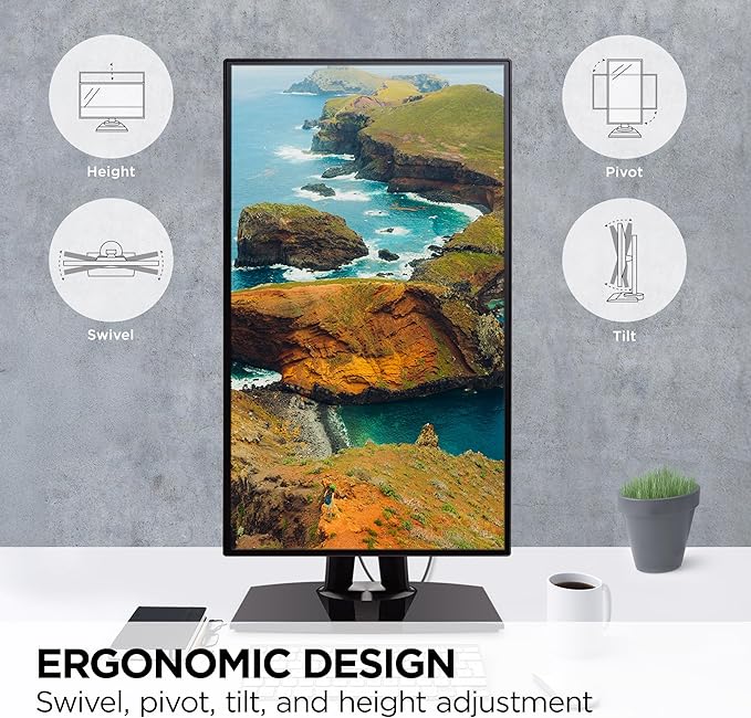 ViewSonic VP2456A 24 Inch 1080p IPS Monitor with Advanced Ergonomics ColorPro 100% sRGB Rec 709 Pantone Validated 14-bit 3D LUT 120Hz USB HDMI DisplayPort 90W USB C for Home and Office