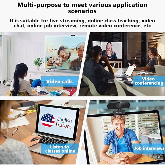 PEGATISAN 2MP Webcams Web Cam 120°Wide-Angle Mini USB Camera for Zoom/Skype/Teams Conferencing/Calling/Gaming Laptop