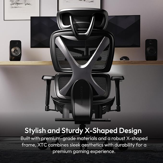 THUNDERX3 XTC Ergonomic Office Chair for Adults Gaming Chair High Back Desk Chair Synchronous Tilt Self-Adjusting Lumbar Support and Backrest Adjustable Headrest Breathable Mesh Black