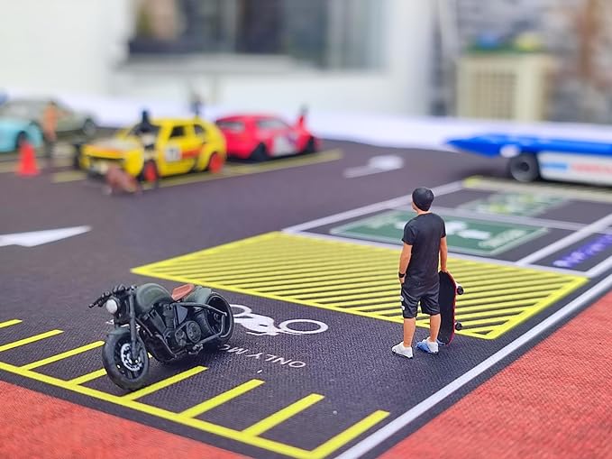 XXL 1/64 Scale Parking Lot Mouse Pad 90x40cm Non-Slip Rollable Desk Mat | Large Diorama Playmat for Hot Wheels Matchbox Mini GT Tarmac Inno64 and Diecast Car Collectors Kids and Gamers