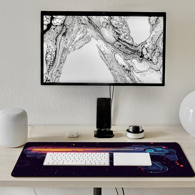 Black Handgun Mouse Pad Large Desk Mat Extended Keyboard Mouse Pad with Non-Slip Base and Stitched Edge Mouse Mat Desk Pad 36x16 Mouse Pads for Desk Home Office Gaming
