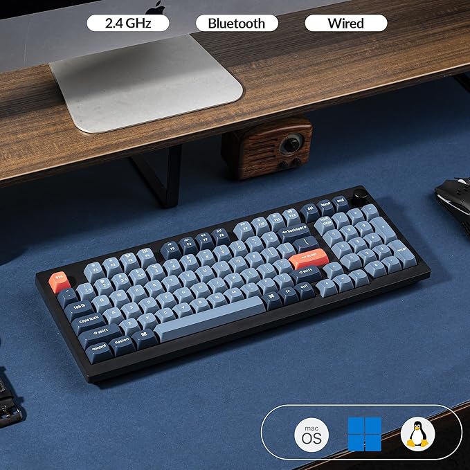 Keychron V5 Max Custom Wireless Mechanical Gaming Keyboard with Number Pad 96% Layout QMK/VIA 2.4 GHz/Bluetooth 5.1/Wired RGB Backlit Hot-Swappable Gateron Banana Switch for Mac Windows Linux