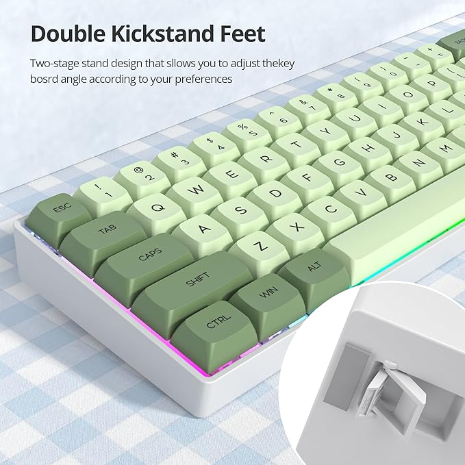 Green 65% Percent Small Mechanical Keyboard 68 Key RGB Gaming Keyboard Red Switch USB-C Wired Keyboard PBT XDA Keycaps Compact Mini Key Board for Game Office (68 Matcha)