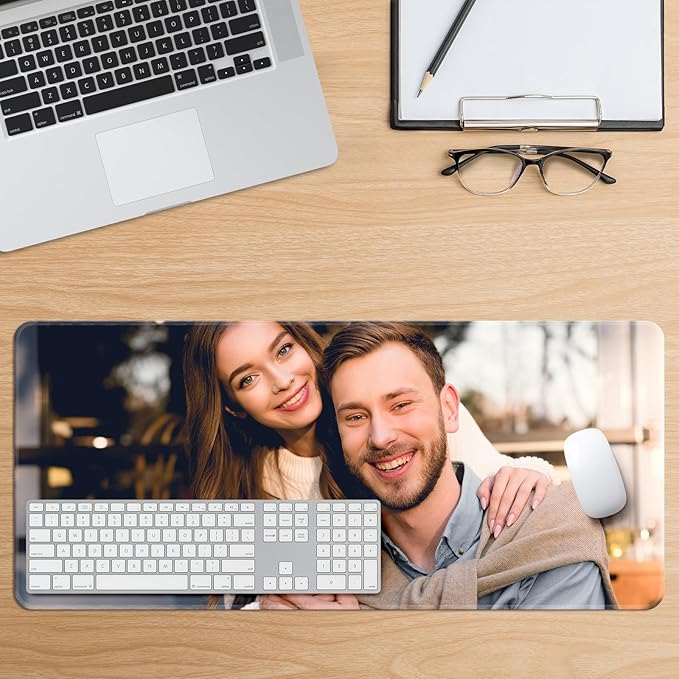 Custom Large Mouse Pad with Photo Personalized Desk Pad mat with Picture for Non-Slip Game Computer Mouse Mat Customized Office Supplies (35INCH x 16INCH)