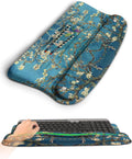 Ergonomic Wave Wrist Rest with Keyboard Stand Cushioned Palm Rest Comfortable Integrated Memory Foam for Natural Typing and Relieve Wrist Pain Van Gogh Apricot Blossom
