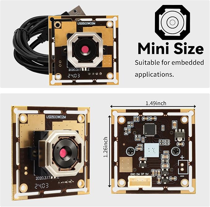 5MP Autofocus USB Camera Module 1944P 15fps Webcam with 60 Degree Lens Lightburn Camera for Raspberry PI Laptop Jetson Nano Compact Webcam for Monitoring Industrial Inspection VR