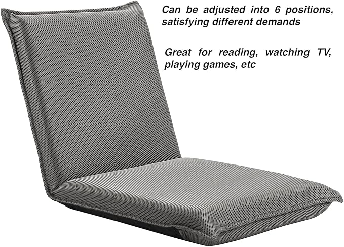 Auténtico Grey Floor Chair Video Gaming Chair High Back Chair Cushion 6 Adjustable Backrest Positions Thick Padded Soft Cushion Provide Extra Seating Great for Reading Watching TV Playing Games